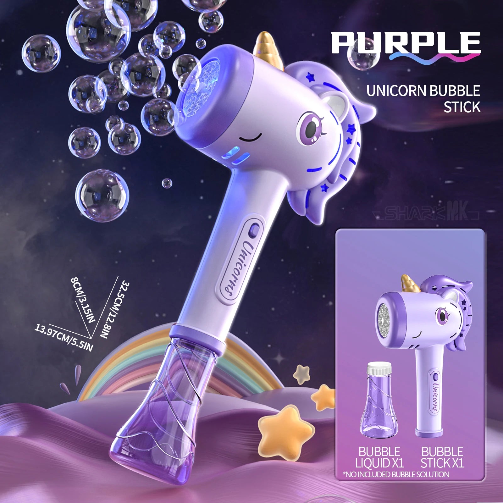 Unicorn Bubble Blower Automatic Bubble Machine Fantasy LED Lights Outdoor Bubble Toy for 3 year+ old Included Bubble Solution