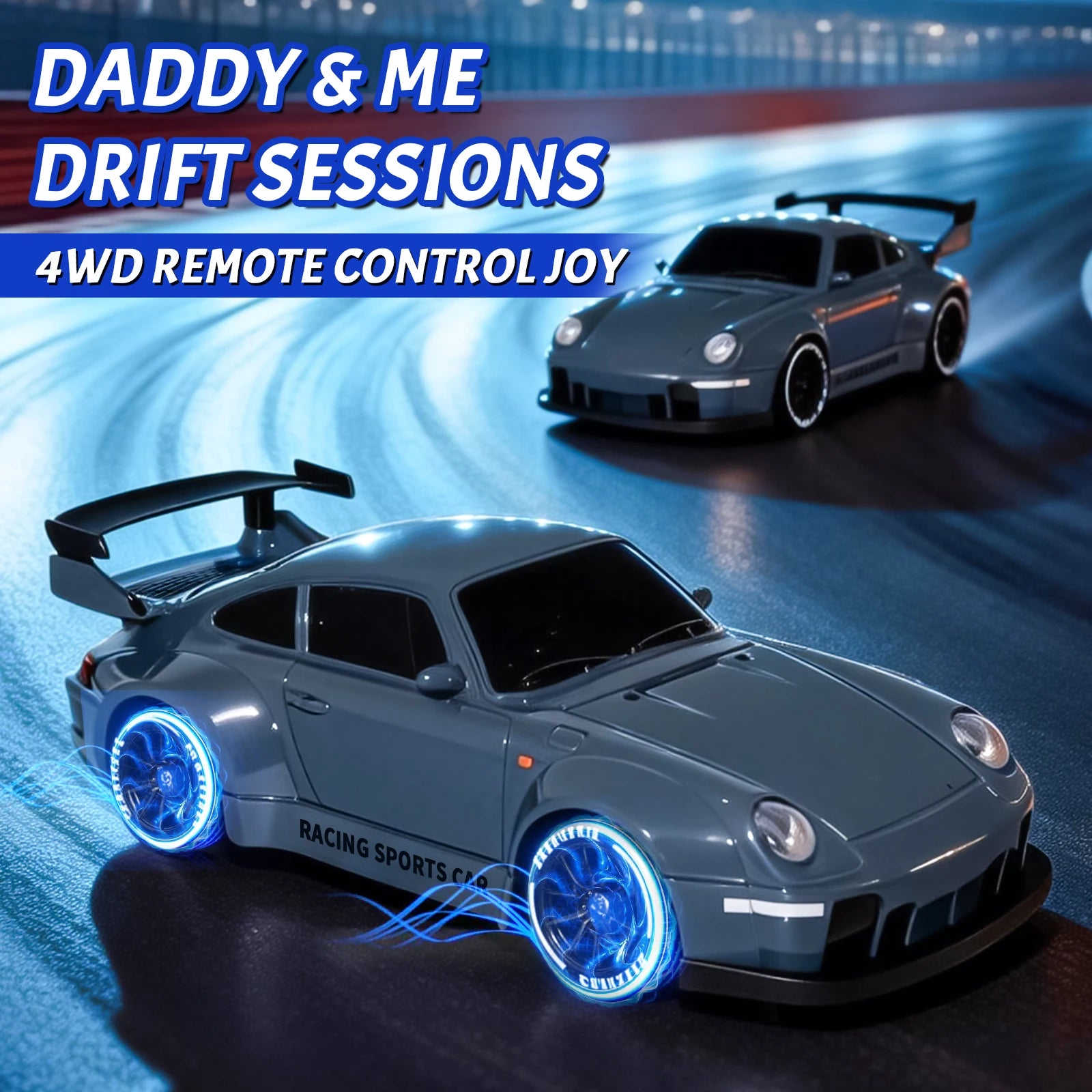 TOPLIVING RC Drift Car, 1:24 Scale Remote Control Vehicle with LED Lights, 2.4GHz 20KM/H 4WD High Speed RC Cars, Drifting Tires＆
