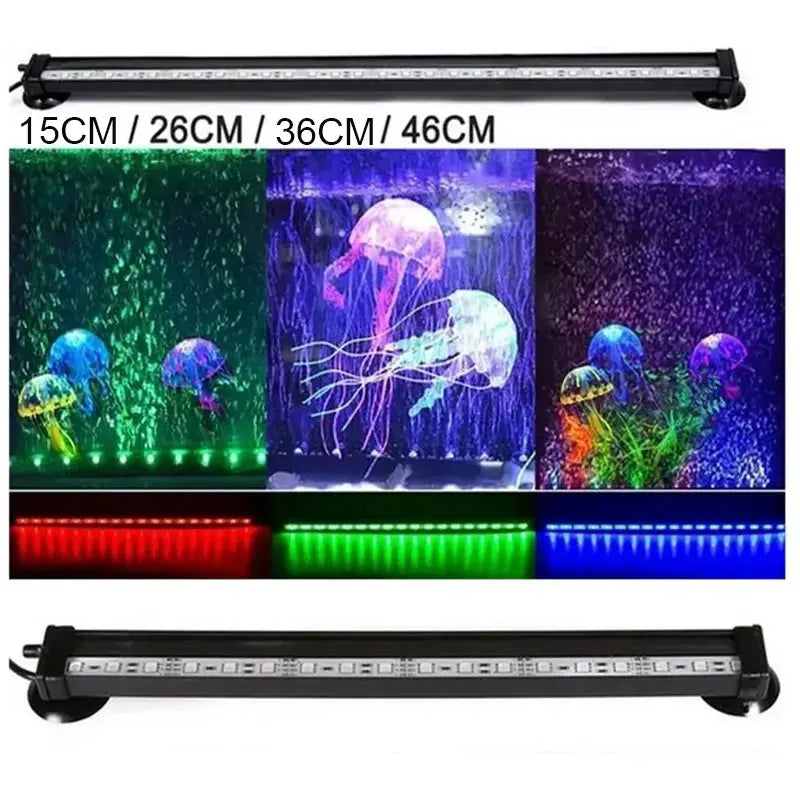 Fish Tank 46cm Colorful Slow Flash Submersible Light Aquarium Waterfall Bubble LED Light Automatic Color-changing Ambient Lamp