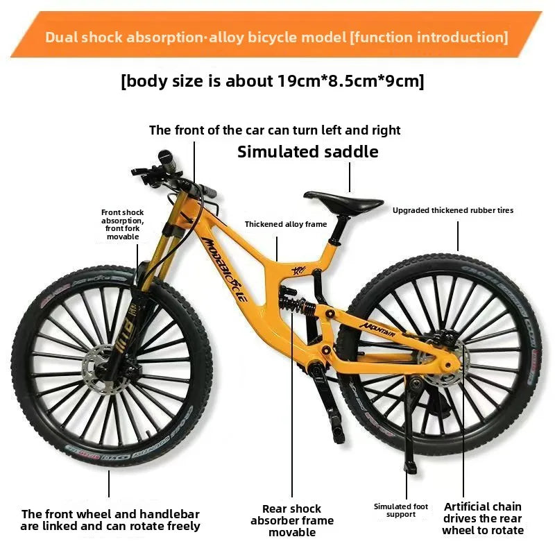 1:8 Upgraded Dual Shock Downhill Mountain Bike Alloy Model, Soft Tail Metal Racing  Kids Toy and Birthday Gift for Boyfriend