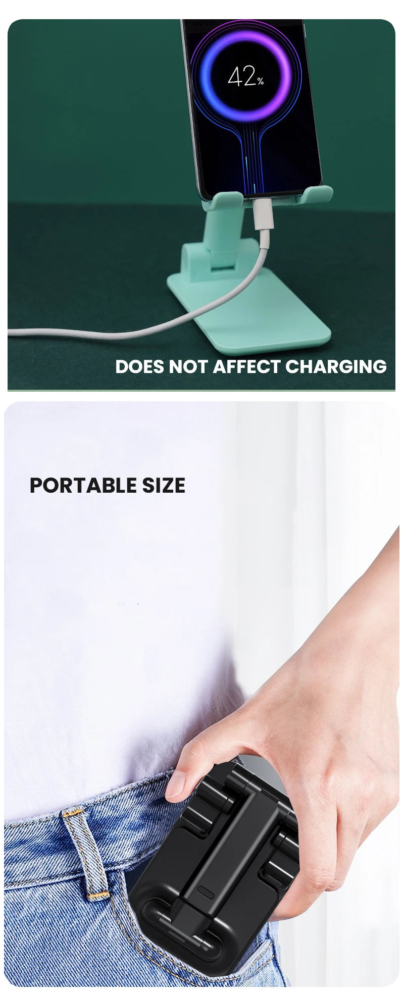 Keep your phone within easy reach with this adjustable desktop phone holder stand—perfect for hands-free use and quick access!