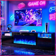 70" TV Stand, 36" Fireplace, Fits TVs Up to 80" High-Gloss Door Fireplace TV Stand Living Room
