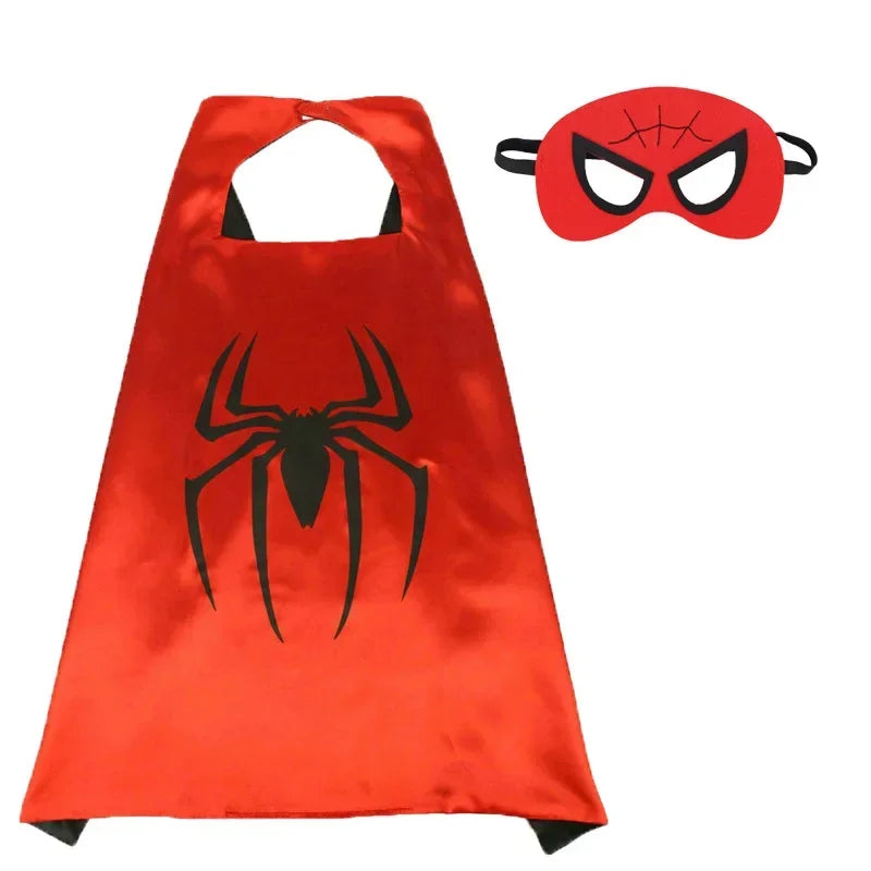 Super Hero Masquerade Mask Cape Cloak Anime Spider Man Batman Cloak Action Captain America Figure Toys Cosplay Child Party Gifts