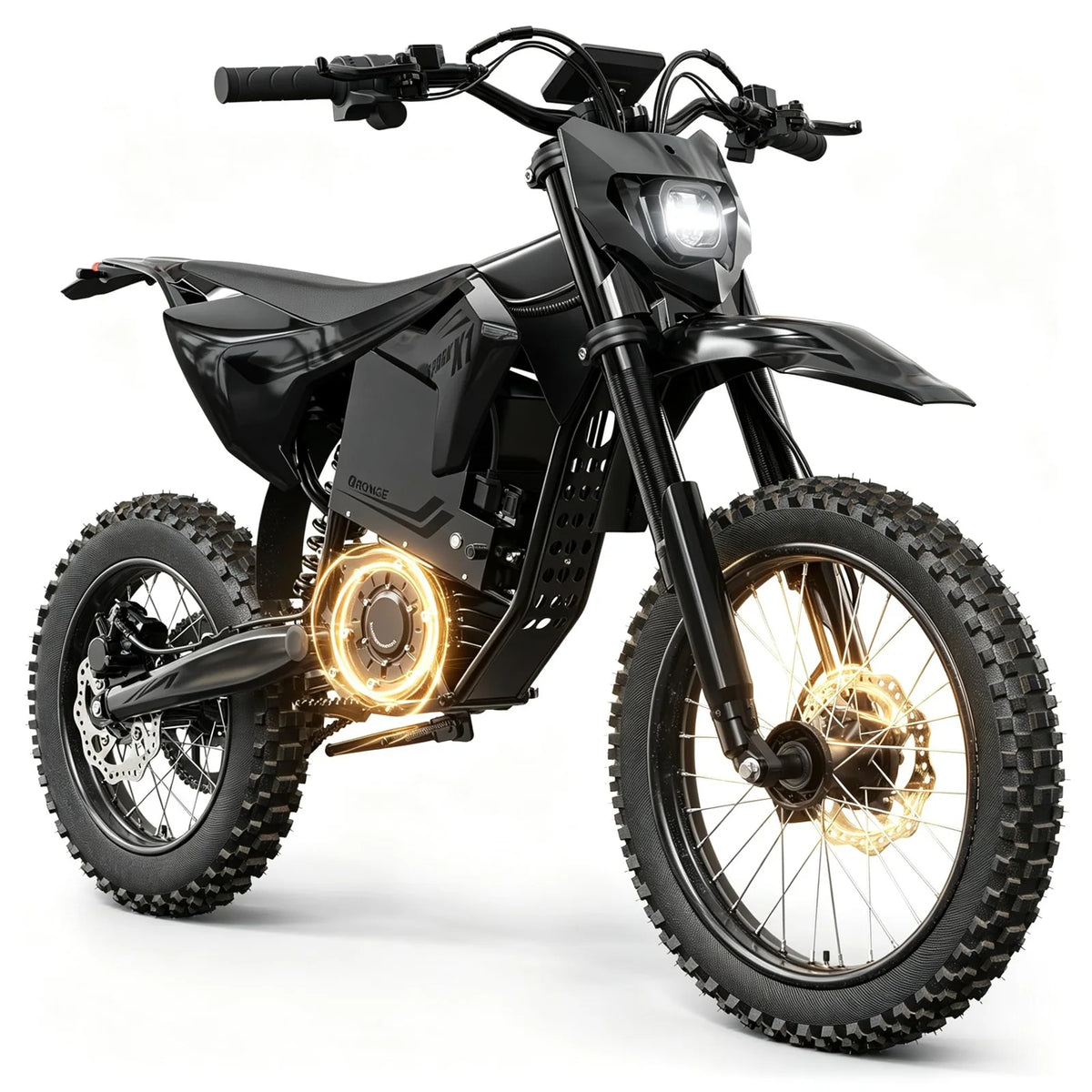 QRONGE X1 Spark L Electric Dirt Bike, 60V 28.8Ah Battery, 4500W Peak Mid-Drive Motor Electric Motorcycle, 17"/14"Fat Tire, 50MPH & 60 Mile Range, 3 Speeds Full Suspension E Bike for Teens & Adults + 1 Year Warranty