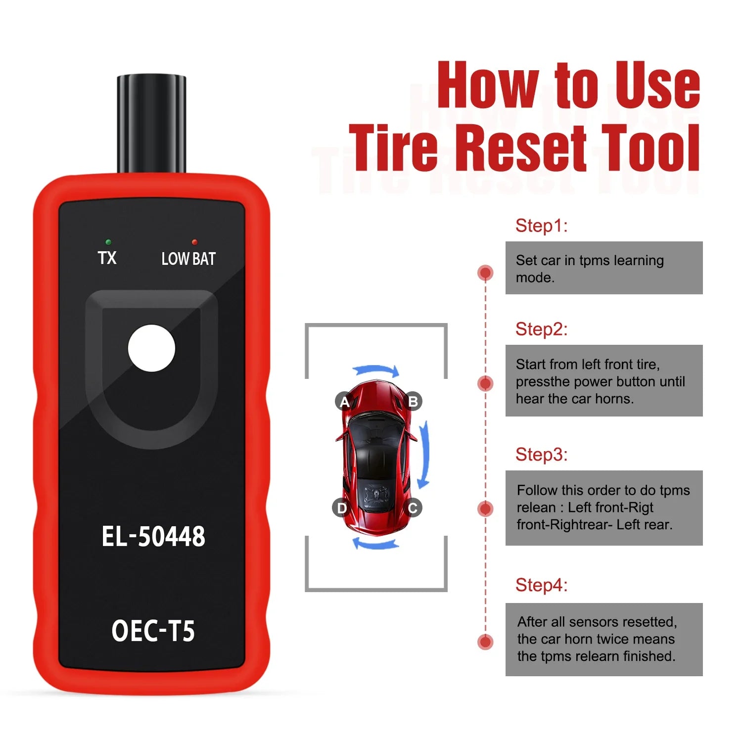 Tire Pressure Resetter El-50448Tpms Is Suitable for Universal Vehicle Models