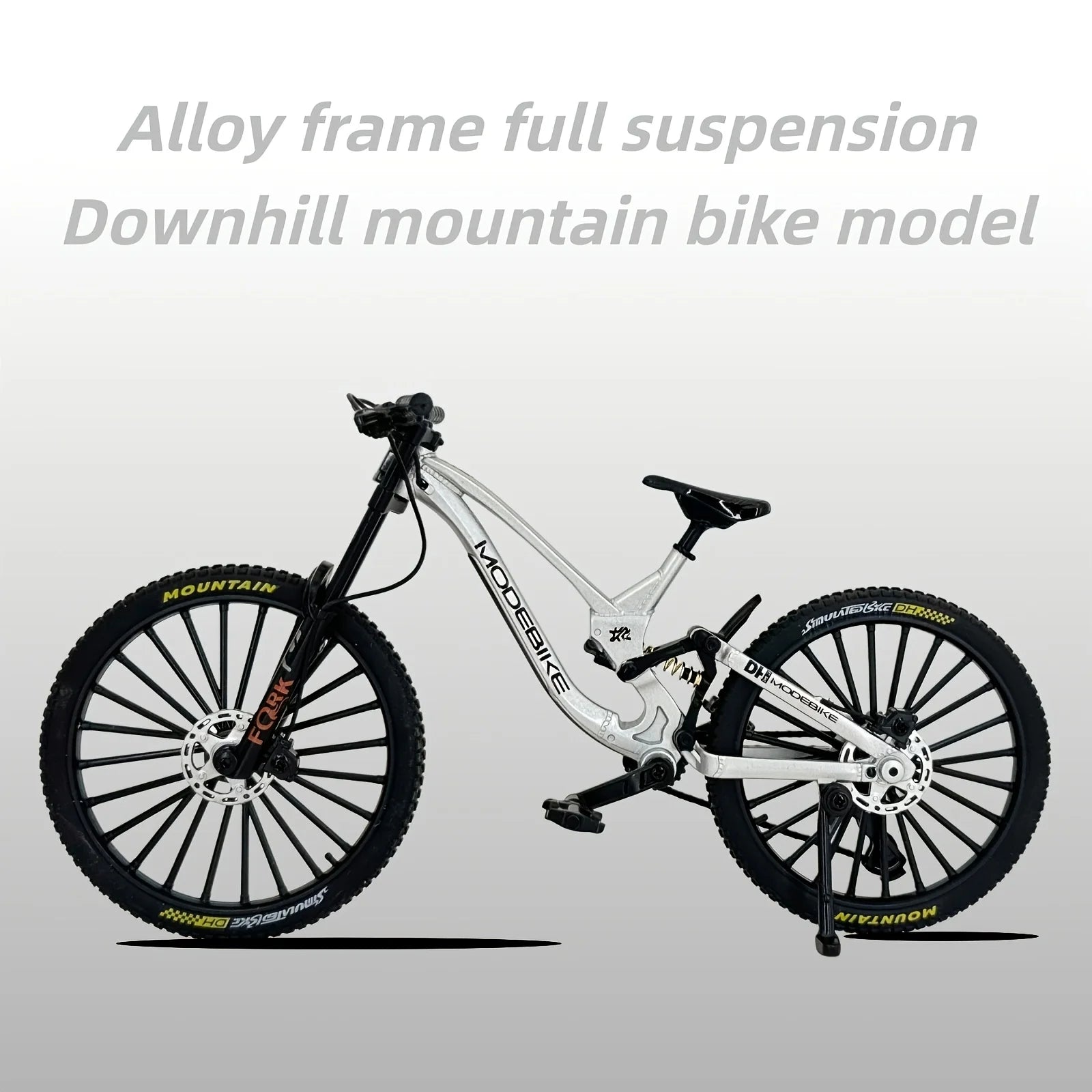 1:8 Scale Alloy Mountain Bike Model – Dual Shock Absorbers&Removable Number, Ideal Gift&Desktop Decoration for Bike Enthusiasts.