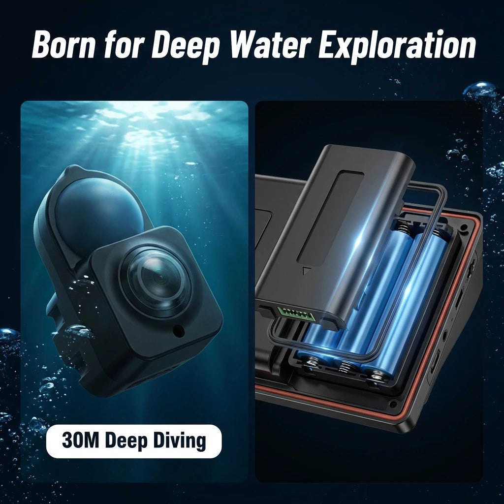 4.3" HD Underwater Fishing Camera,  Portable Fish Finder with Monitor With Night Vision Lights for Lake Boat Ice Fishing