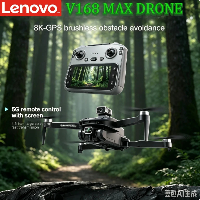 Lenovo V168 MAX Foldable RC Drone 5G GPS Positioning 8K Ultra HD Camera Brushless Motor Obstacle Avoidance Aerial Quadcopter