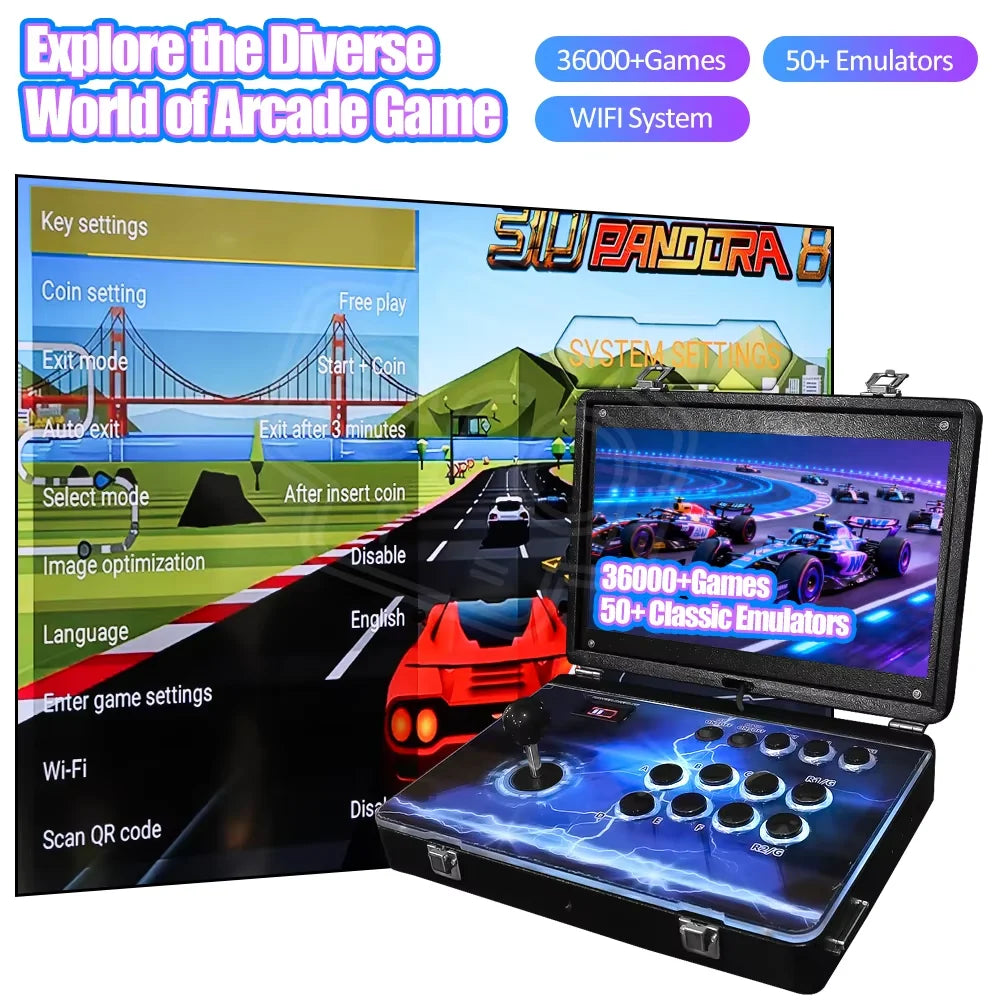 14 Inch Arcade Video Game Console, Folding Retro Rechargeable Pinball Game Console Box, Table Bartop Machine, 36000+ Games