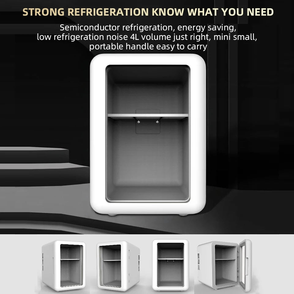4L Mini Car Refrigerator Portable Fridge Car Home Cosmetics 12V/220V Hot And Cold Dual-Purpose Ice Box For Camping Travel