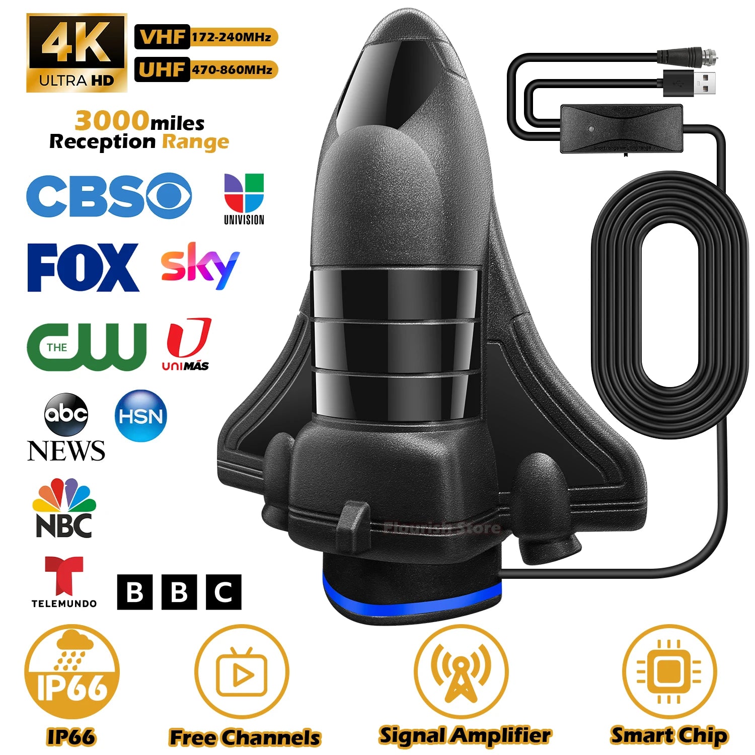 TV Antenna Indoor for Local Channels,1200 Miles Long Range TV Antenna for Smart TV and All Older TV's Supports 4K 8K HD VHF UHF