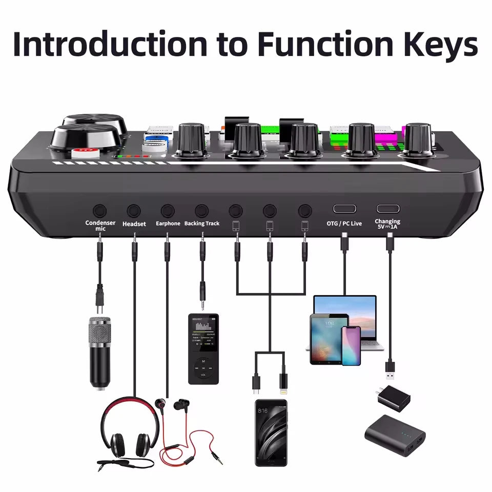 Professional Mic Microphone Wireless Sound Mixer