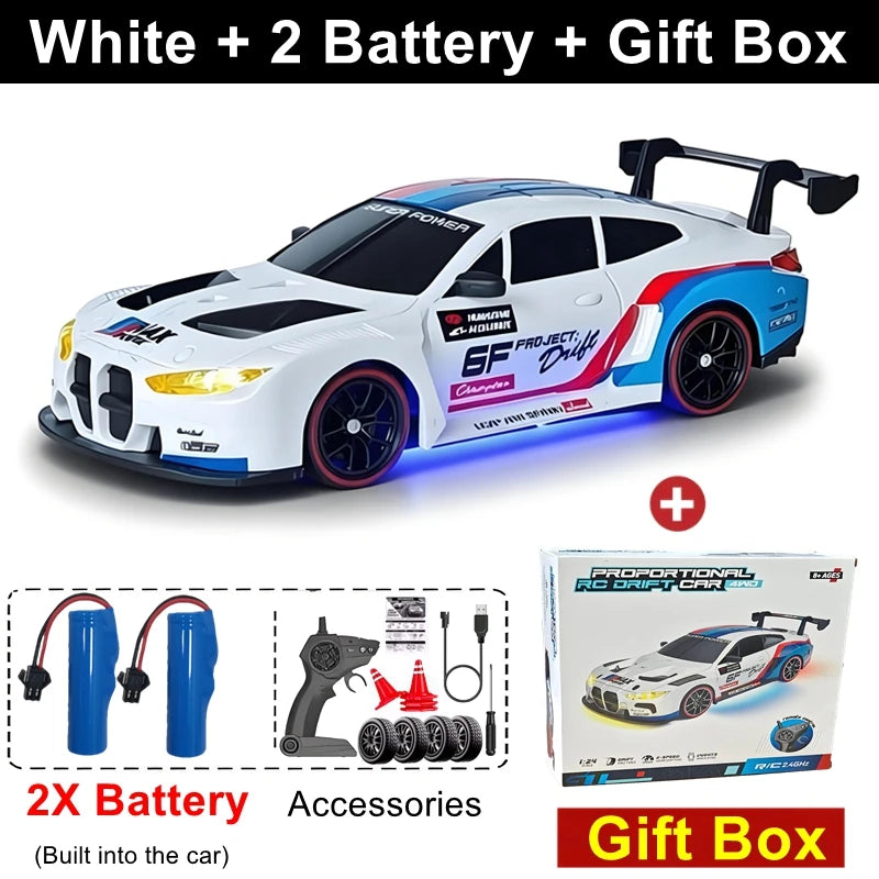 4WD RC Drift Car With LED Light 2.4G Radio 20KM/h High Speed Remote Control Racing Cars Vehicle Model Toy Gift for Boy Girl Kid