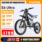 FVKING E6 Adult Electric Bicycle 3000W Peak Motor Equipped With 2 60V 30AH Batteries Off-road Electric Motorcycle Speed 80km/H