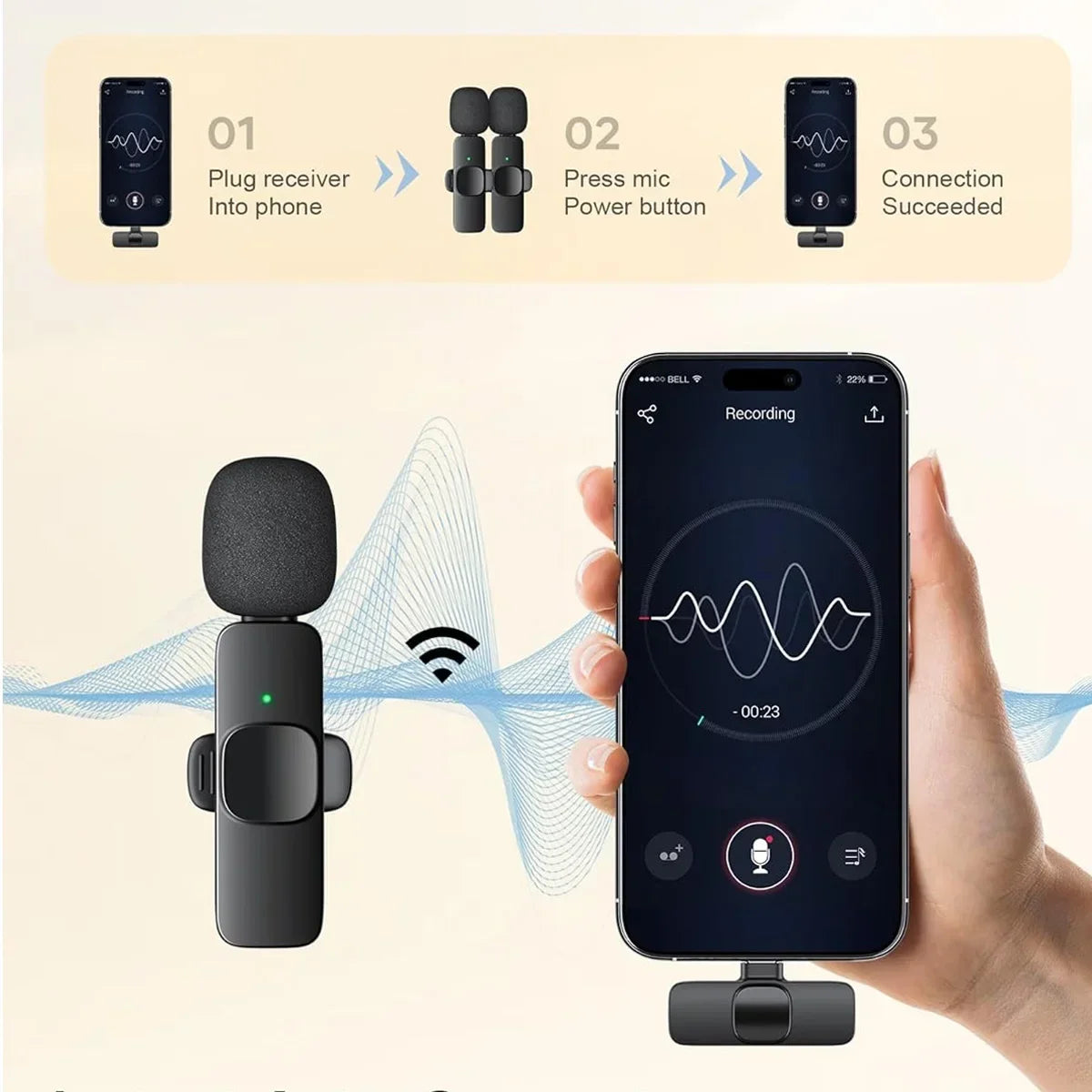 NEW Wireless Lavalier Microphone for Live Streaming/YouTube/TikTok/Facebook Live Noise Reduction Mic For iPhone/Android