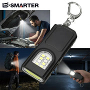 Multifunctional Mini Flashlight Keychain USB Rechargeable COB Work Light Keyring for Camping Walking Pocket Lamp