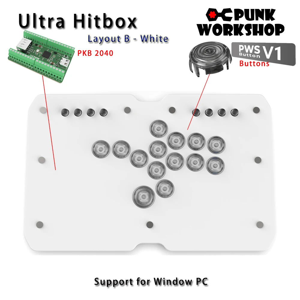 Punk Workshop Mini HitBox SOCD Fighting Stick Controller Newest Version Support Switch/PC (Windows®11 / 10) Handle Fight Console