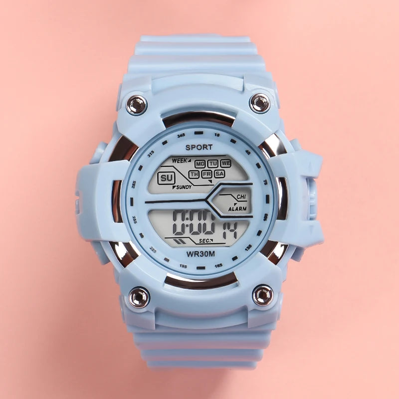 Fashion Kids Watches Multifunctional Electronic Wristwatch for Boys and Girls Student Waterproof Luminous Alarm-clock Calendar