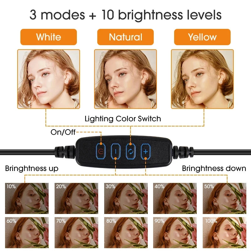 Illuminate your videos and photos with this LED ring light—adjustable lighting, USB powered, with tripod stand, perfect for phone video, live streaming, and photography!