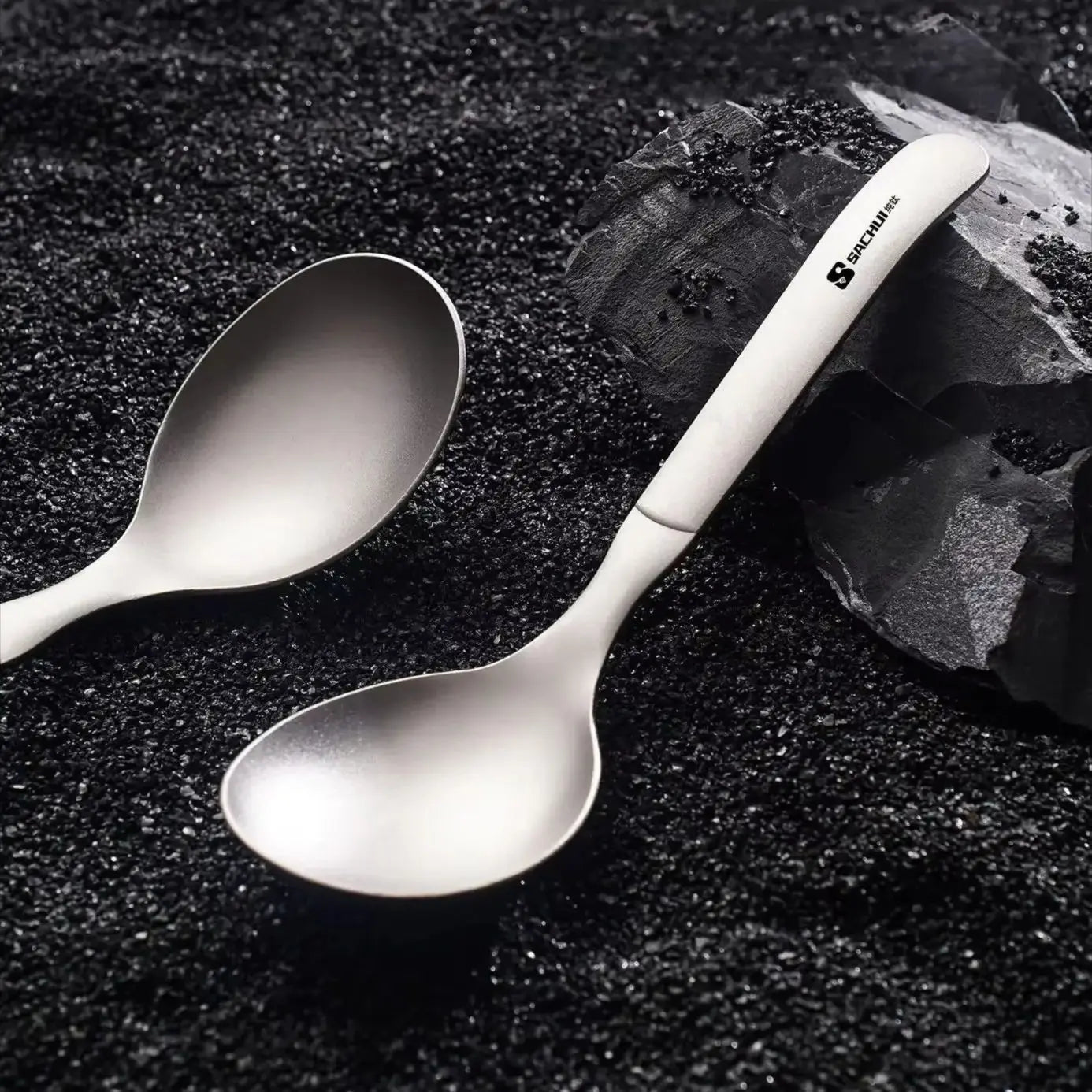 Pure Titanium Round Spoon Lightweight Camping Utensil Home Use Soup Rice Spoon Portable Backpacking Hiking Outdoor Tableware