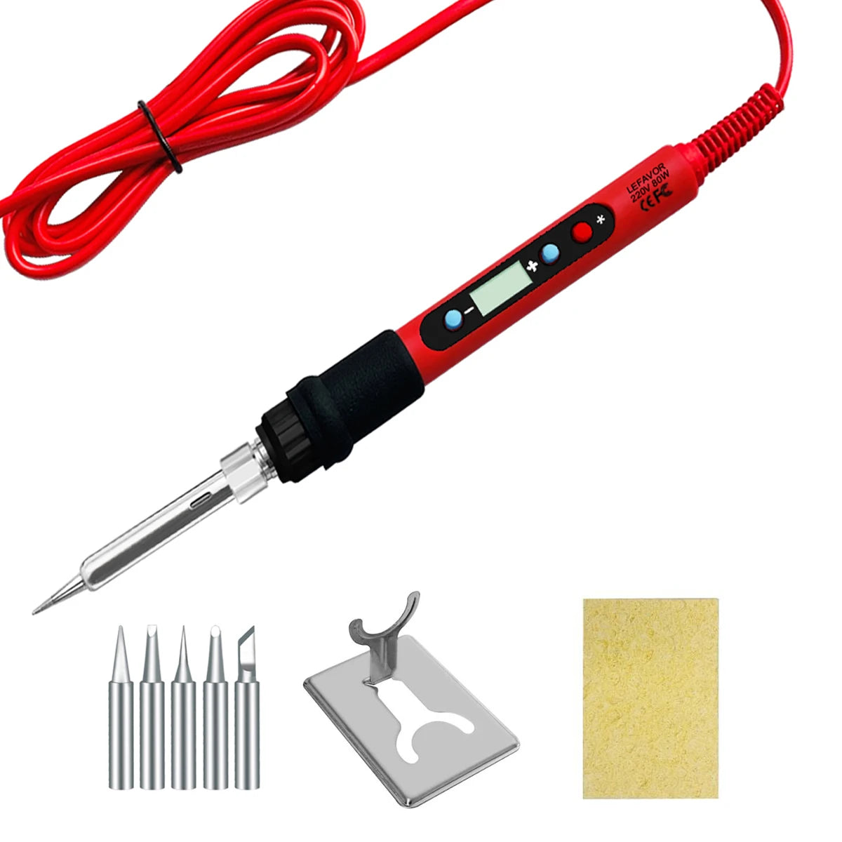 Tackle your projects with precision using this 80W soldering iron kit—featuring adjustable temperature control and an LCD display for easy, accurate welding!