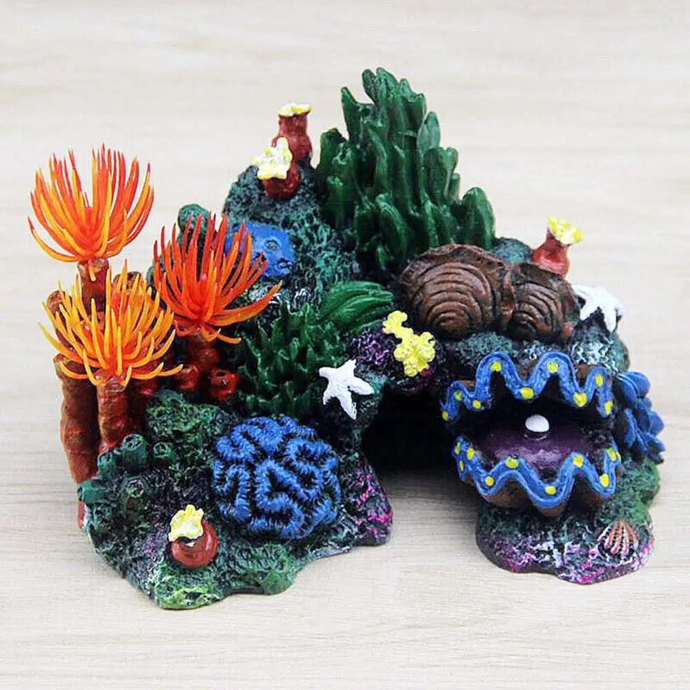 Fish Tank Ornament Simulated Coral Reef Island Resin Plant Mountain Aquarium Decoration Home Landscaping Background Decor