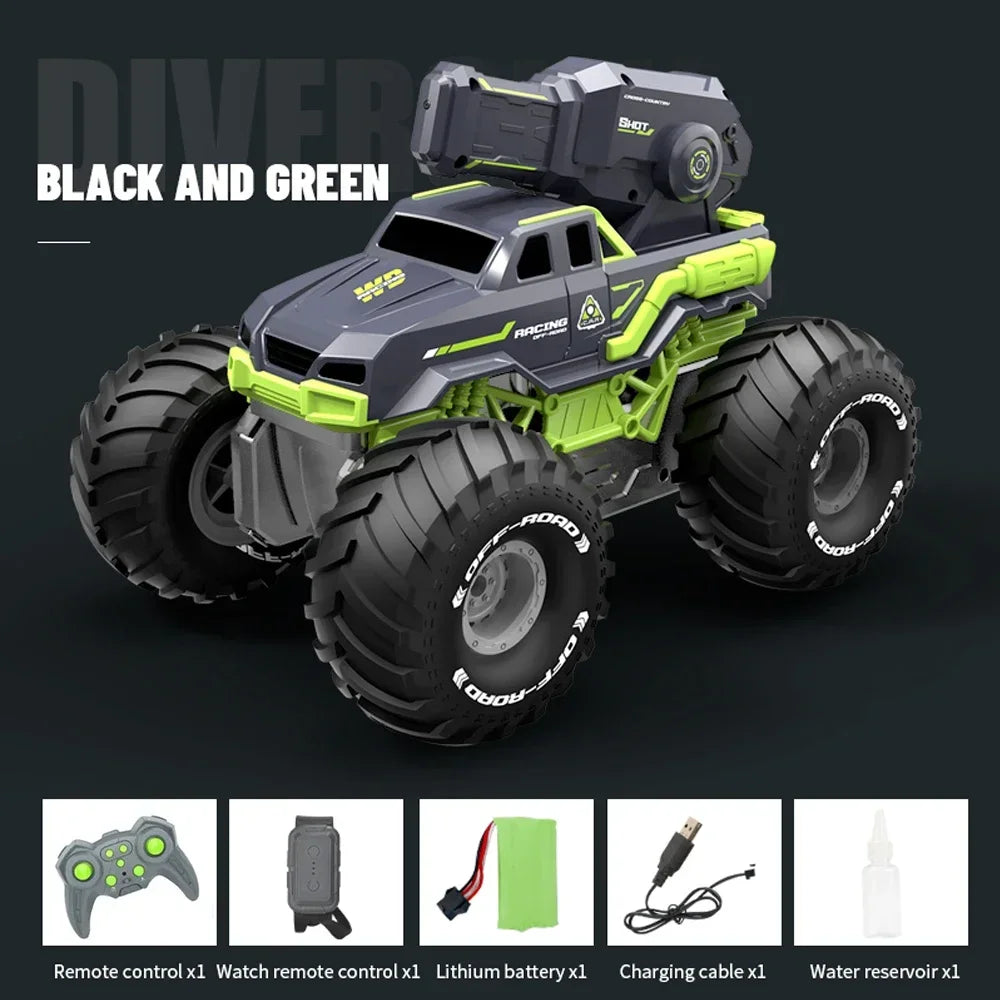 2.4G Self-absorbing High-pressure Water Gun Remote Control Car Amphibious Off-road Vehicle Climbing Stunt Car Water Toys