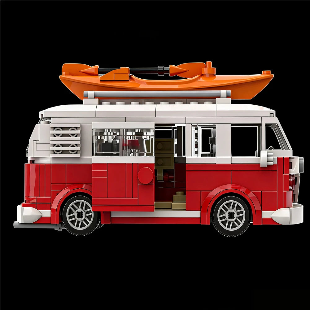 Technical  Creative Vehicle MOC City Camper Travel Trip Car Blocks T1 MOC-Designer Suit Building Party Gifts Holiday C