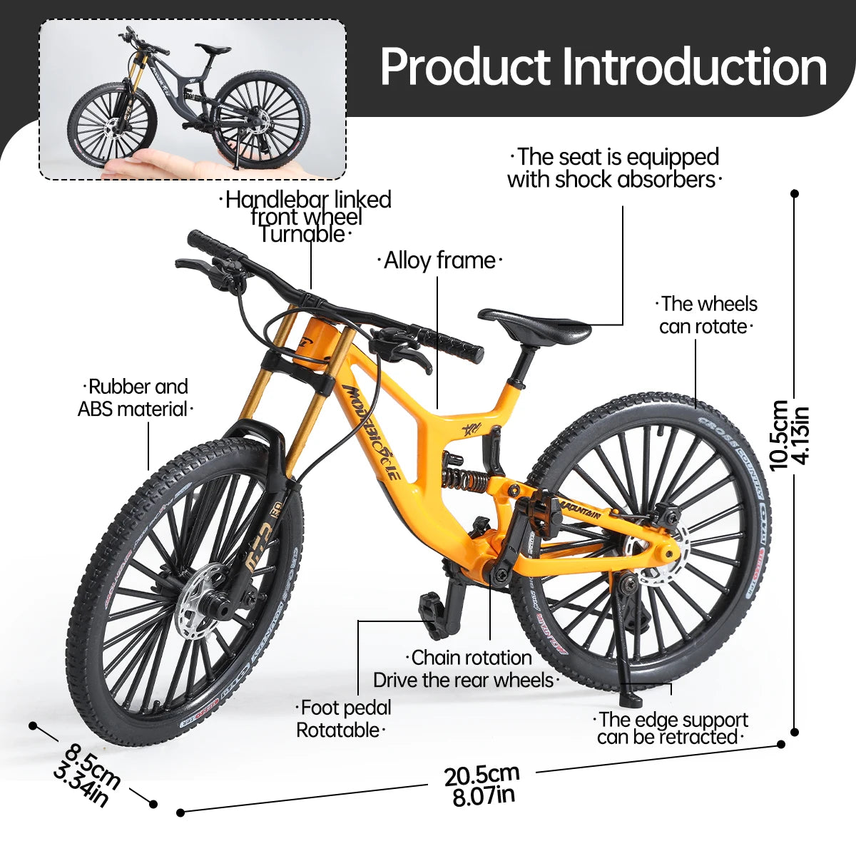 European bikes 1:8 Alloy Mountain Bike Model With Base Features Realistic Gears Dual Suspension, Perfect for Cycling Enthusiasts