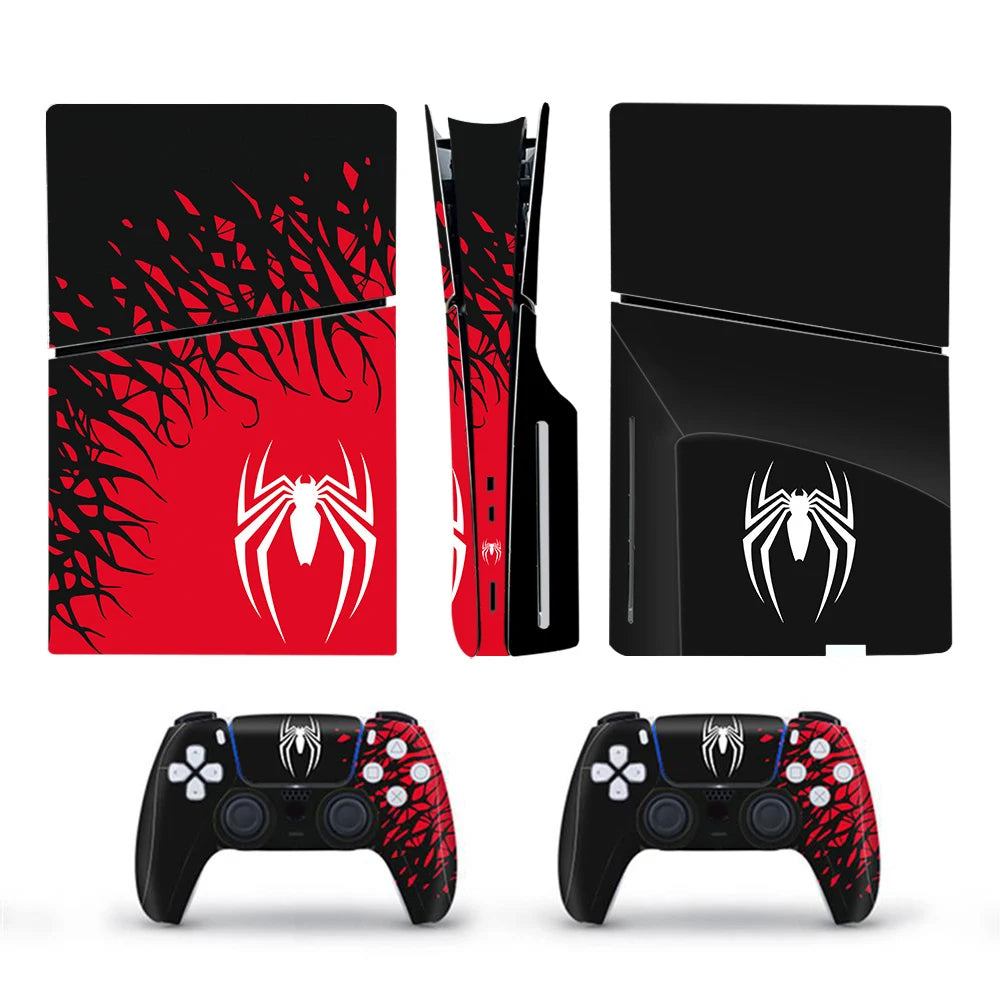 Vinyl Cover Skins for Playstation 5 Slim Console Controller Stickers Superhero Skin Wraps Set for PS5 Disc Edition Accessories