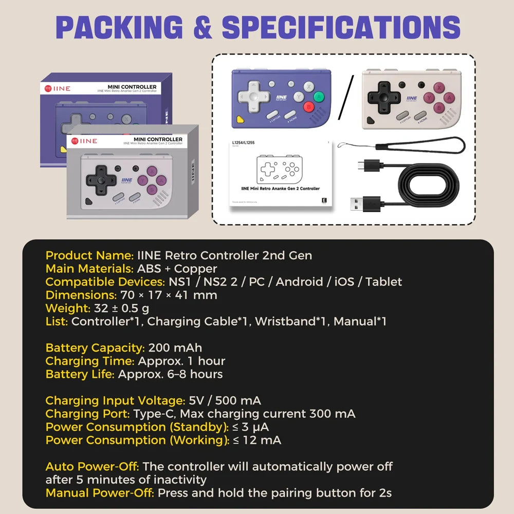 Retro Mini Gamepad for Nintendo Switch 2/1 iOS Android PC Tablet IINE Portable Controller E-book PPT Page-turining Ananke Gen 2