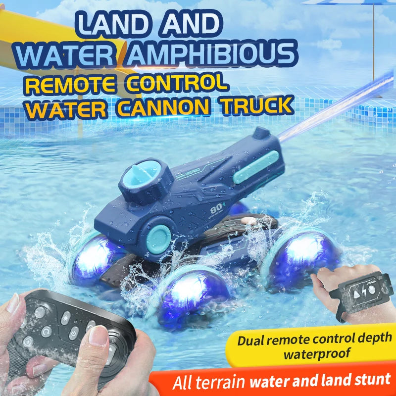 Remote Control Water Cannon Car Aquatic Terrestrial Automatic Water Absorption Long Water Column Spray Summer Play Water Toy
