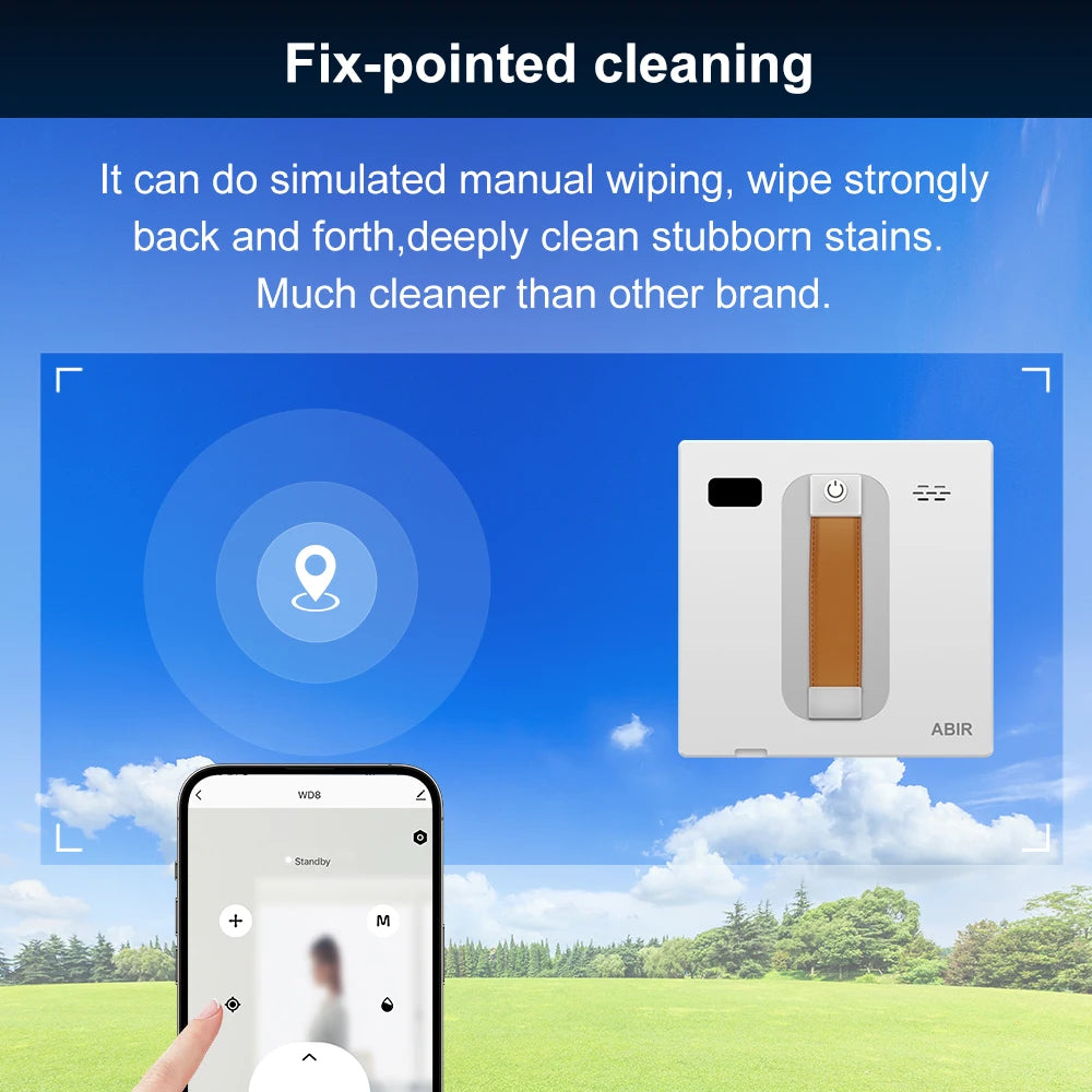 Window Vacuum Robot Cleaner ABIR WD8, Dual Ultrasonic Spray, AI Intelligent Wipping, Updated Laser, Smart Home Glass Wall Washin