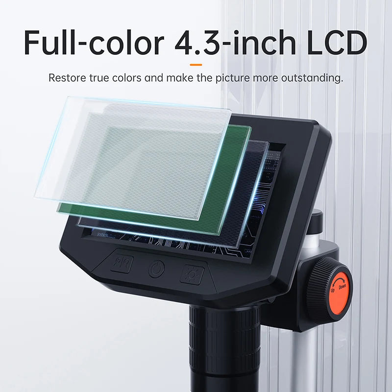 1000X Zoom 4.3" LCD Digital Microscope 1080P HD Video with 8 LED Lights Portable USB Microscope for Soldering PCB Coin Repair Wholesale