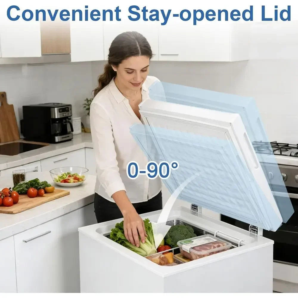 3.5 Cu. Ft. 7-Setting Chest Freezer, Portable Deep Freezer with Removable Basket, Ideal for Kitchen, Office, RV, and Restaurants