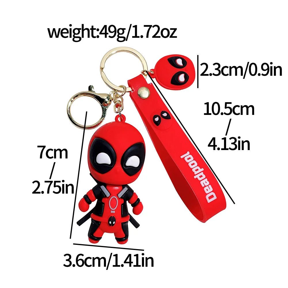 Anime Deadpool Doll Cartoon Anime Silicone Keychain Pendant Car Chain Backpack Silicone Keychain Gift for Friends