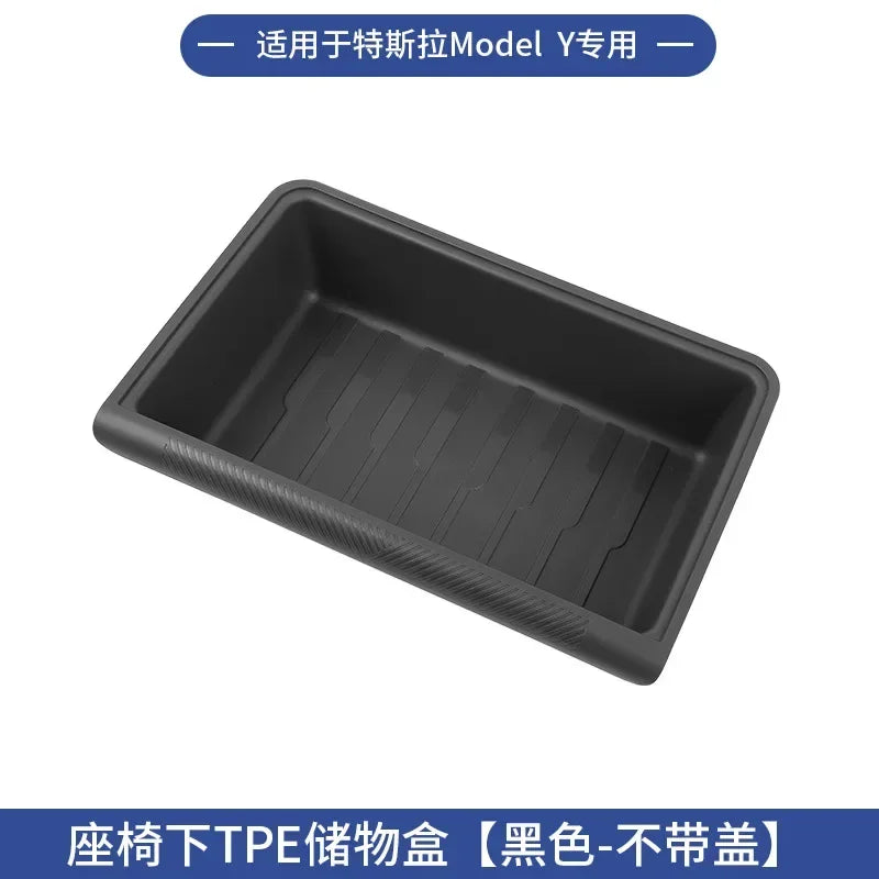For Tesla Model Y High Capacity Organizer Case Felt Cloth Drawer Holder Under Seat Hidden Box Storage Box Black Worldmuma