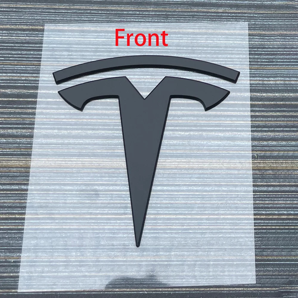 1 pcs suitable for Tesla logo Model 3 Mode Y car front hood logo sticker design, rear trunk badge accessory