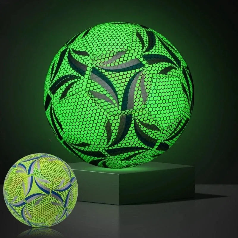 ..1Pro Size 5 Soccer Ball - Durable, Machine-Sewn & Glow-in-the-Dark Design for All-Weather Play..
