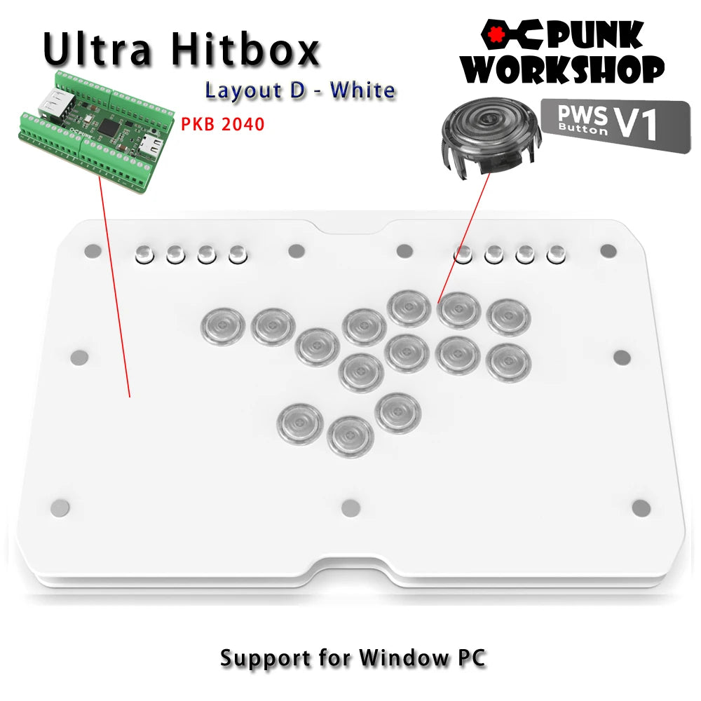 Punk Workshop Mini HitBox SOCD Fighting Stick Controller Newest Version Support Switch/PC (Windows®11 / 10) Handle Fight Console