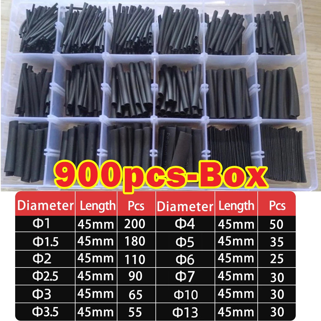 Protect your wiring with this black heat shrink tube kit—thermoresistant tubing ideal for wire wrapping, electrical connections, and cable insulation!
