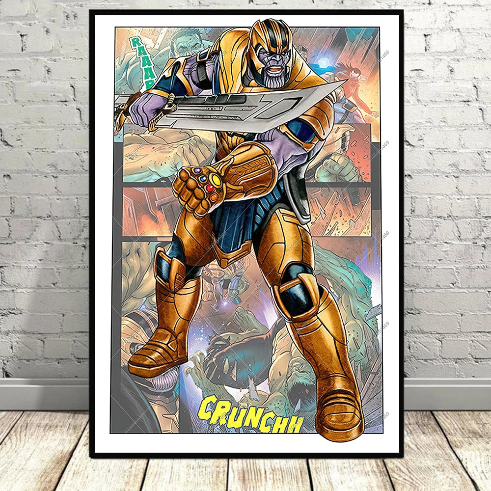 Frameless Marvel Movie Avengers Wall Art Canvas Posters Superhero Spiderman Iron Man Home Decor Children Room Canvas Painting Mu