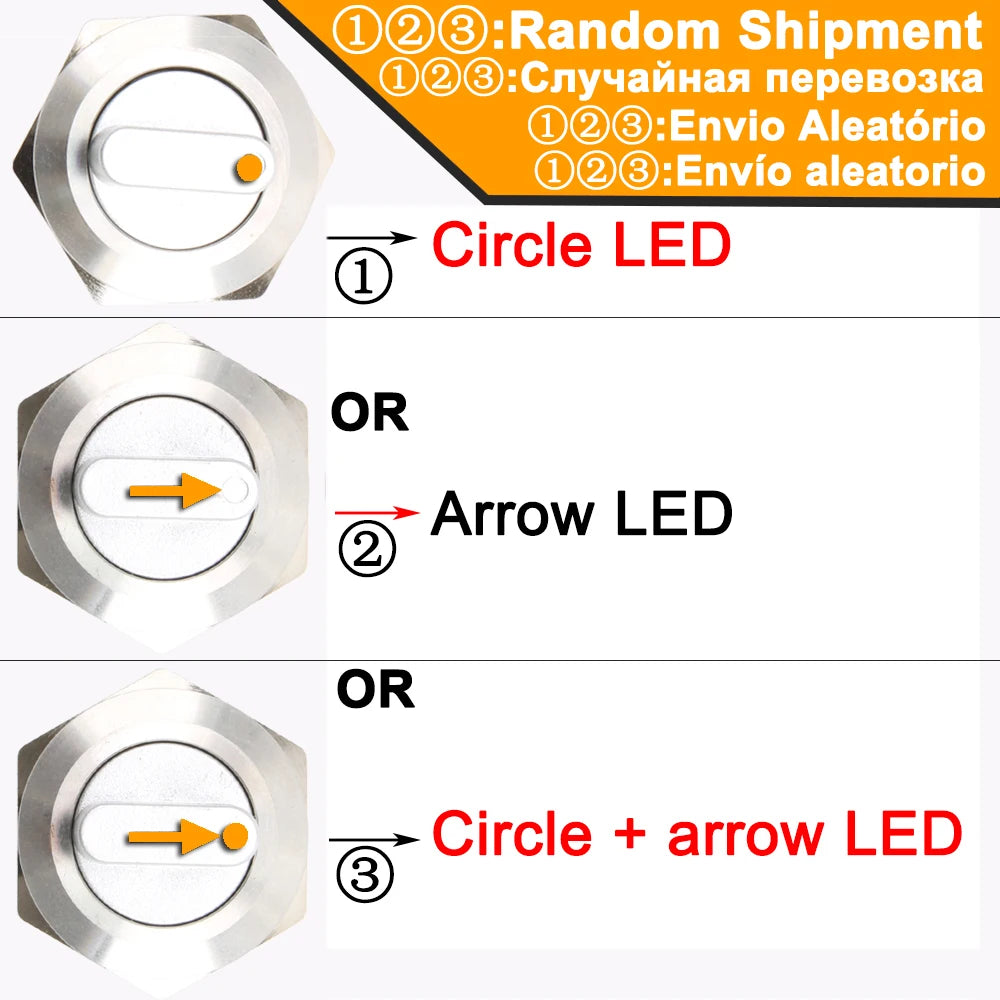 22mm 2/3 position Metal Selector Latching Push Button knob Rotary Switch DPDT SPDT 12V LED Illuminated 1NO1NC/2NO2NC ON OFF lock