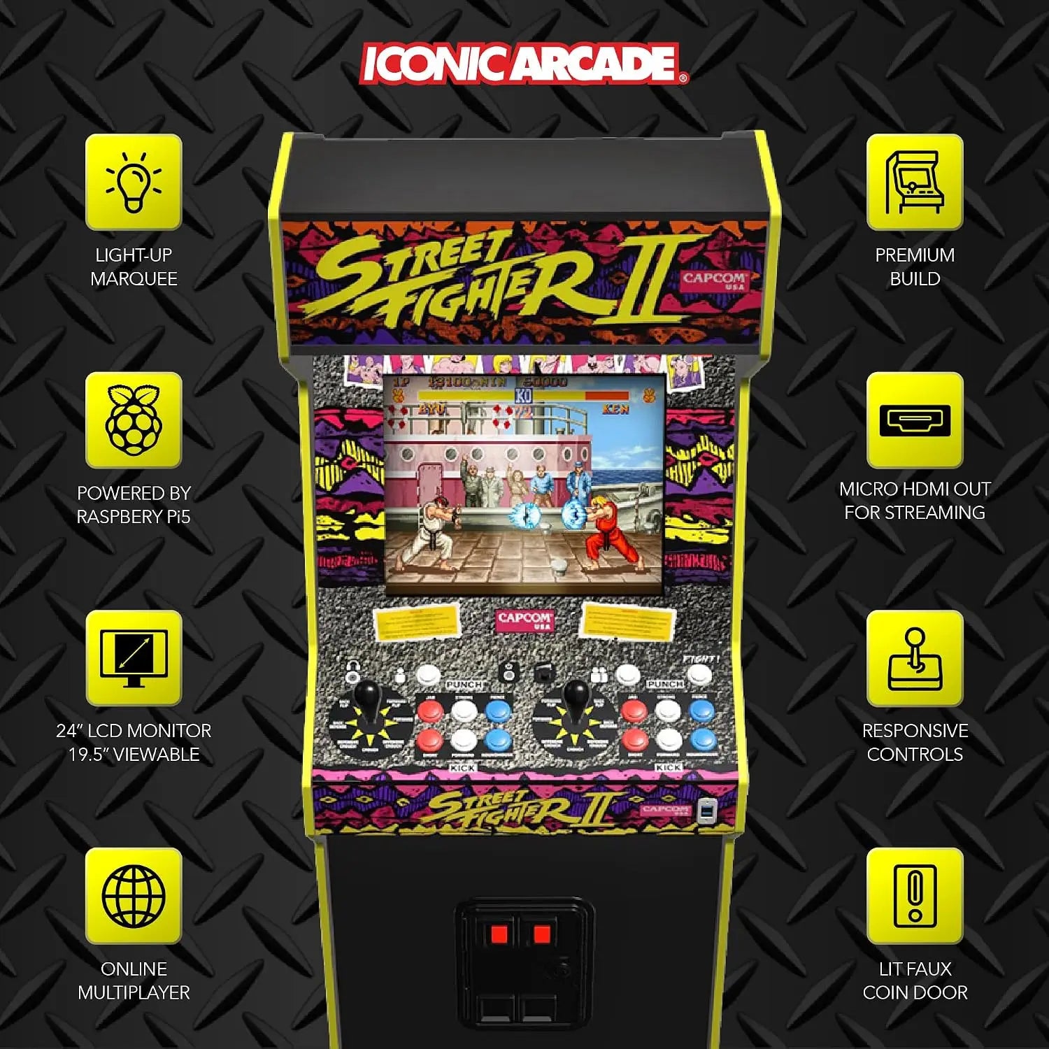 Street Fighter II: The World Warrior XT - Home Arcade Machine | 9/10-Scale Multiplayer Cabinet - 15+ Capcom Games,, Custom
