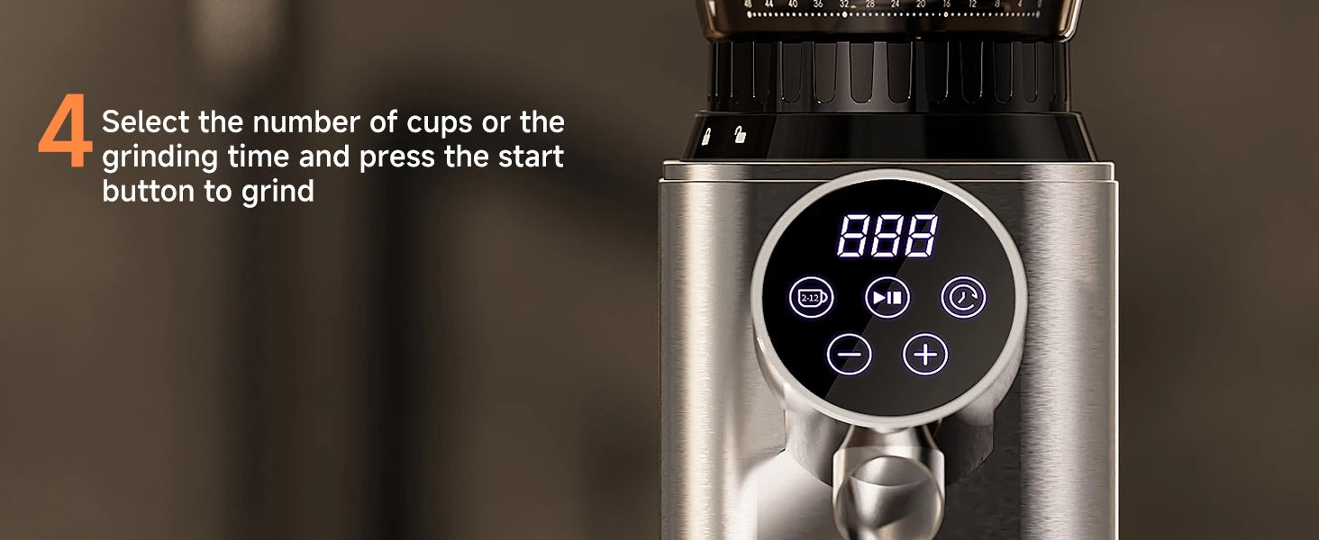 BioloMix Professional Conical Burr Grinder 48 Adjustable Settings with Removable Holder for Espresso Drip and French Press