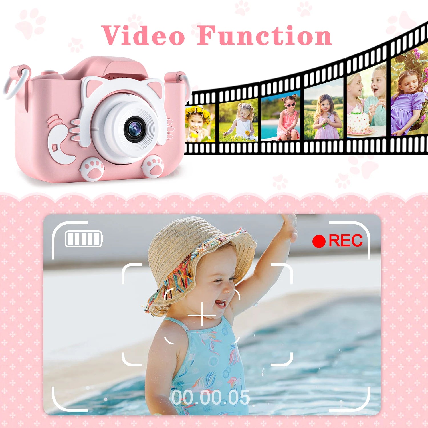 Capture every moment with this 1080P HD children’s digital video camera—featuring a 2.0-inch screen, perfect for toddlers to explore photography and video!
