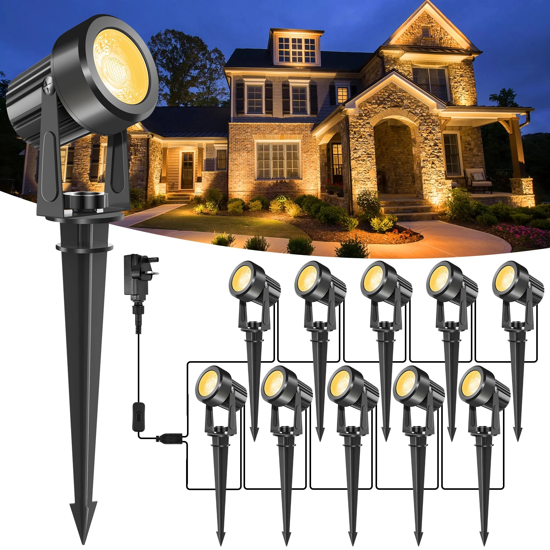 2/4/6/8/10 Lights Low Voltage Landscape Lighting 12V/27V Outdoor Lamp Garden Decoration Outdoor Lighting 800LM Landscape Light