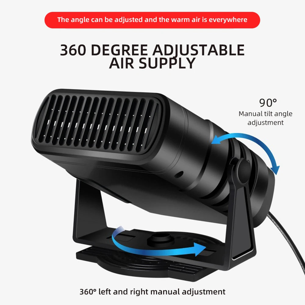 2 IN 1 Car Cooling & Heater Fan 12V 120W 24V 200W Auto Windshield Anti-Fog Electric Heating Dryer Defogging Demister Defroster