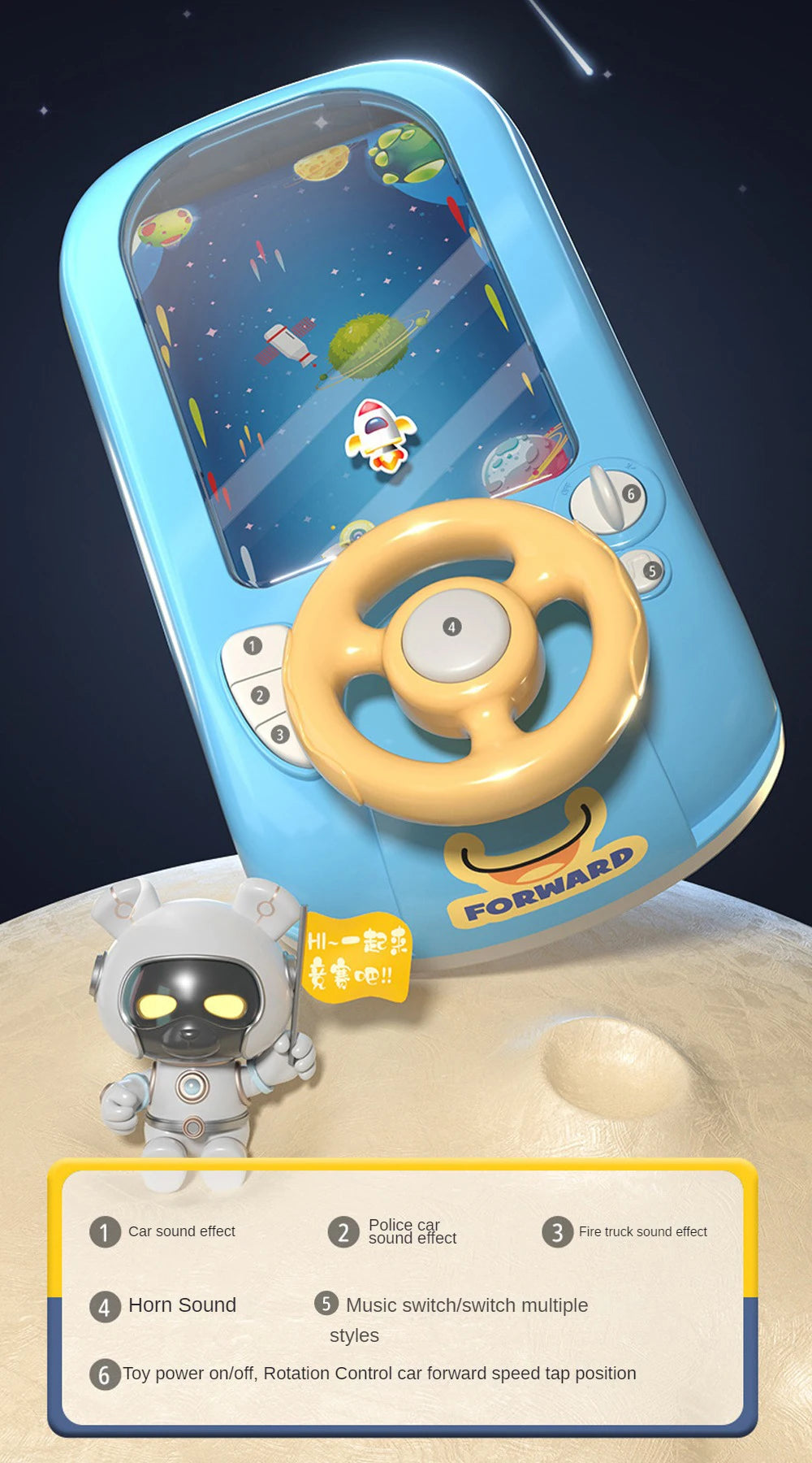 Racing Car Electronic Adventure Game Steering Wheel Driving Toy Children Simulation Vehicles With Music Sound For Kids Baby Gift
