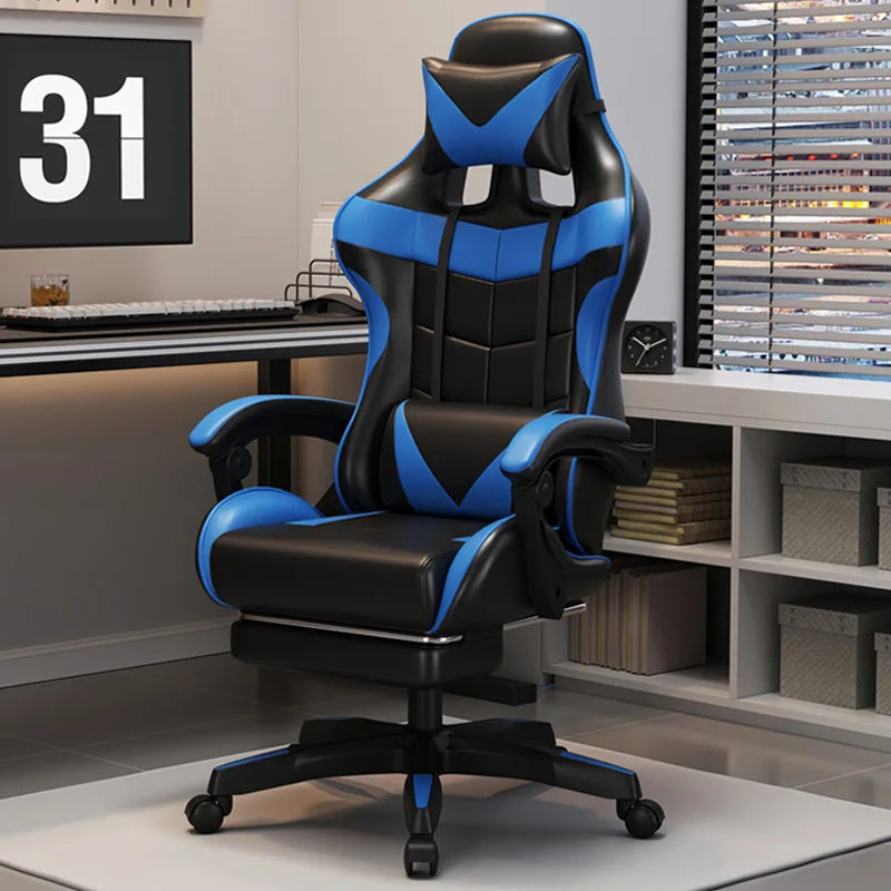 Gaming Chair Ergonomic Office Chair Adjustable Swivel Computer Chair Silent Wheels Lumbar Support Comfortable Seat Home